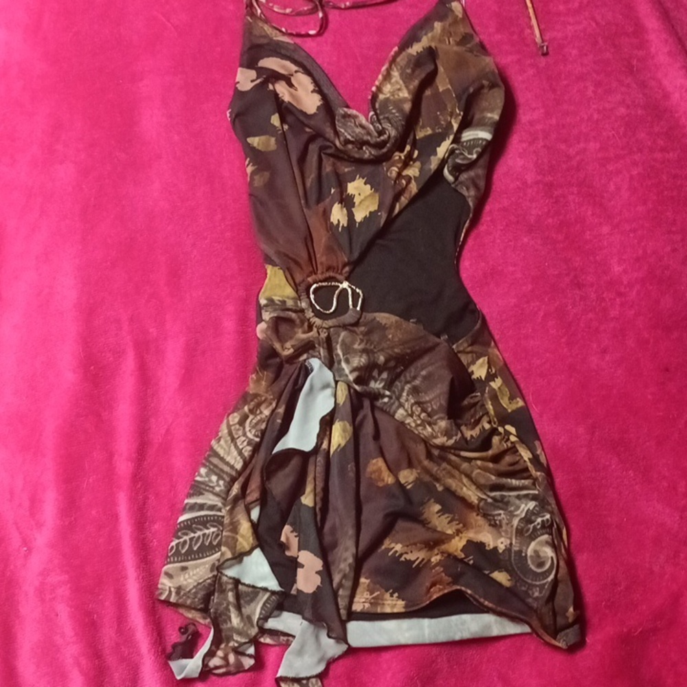 Brown and Black Patterned Dress